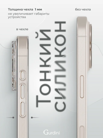 Чехол накладка iPhone 16 Pro 6.3" Gurdini силикон Ultra Twin 1 mm с защитой камеры прозрачный