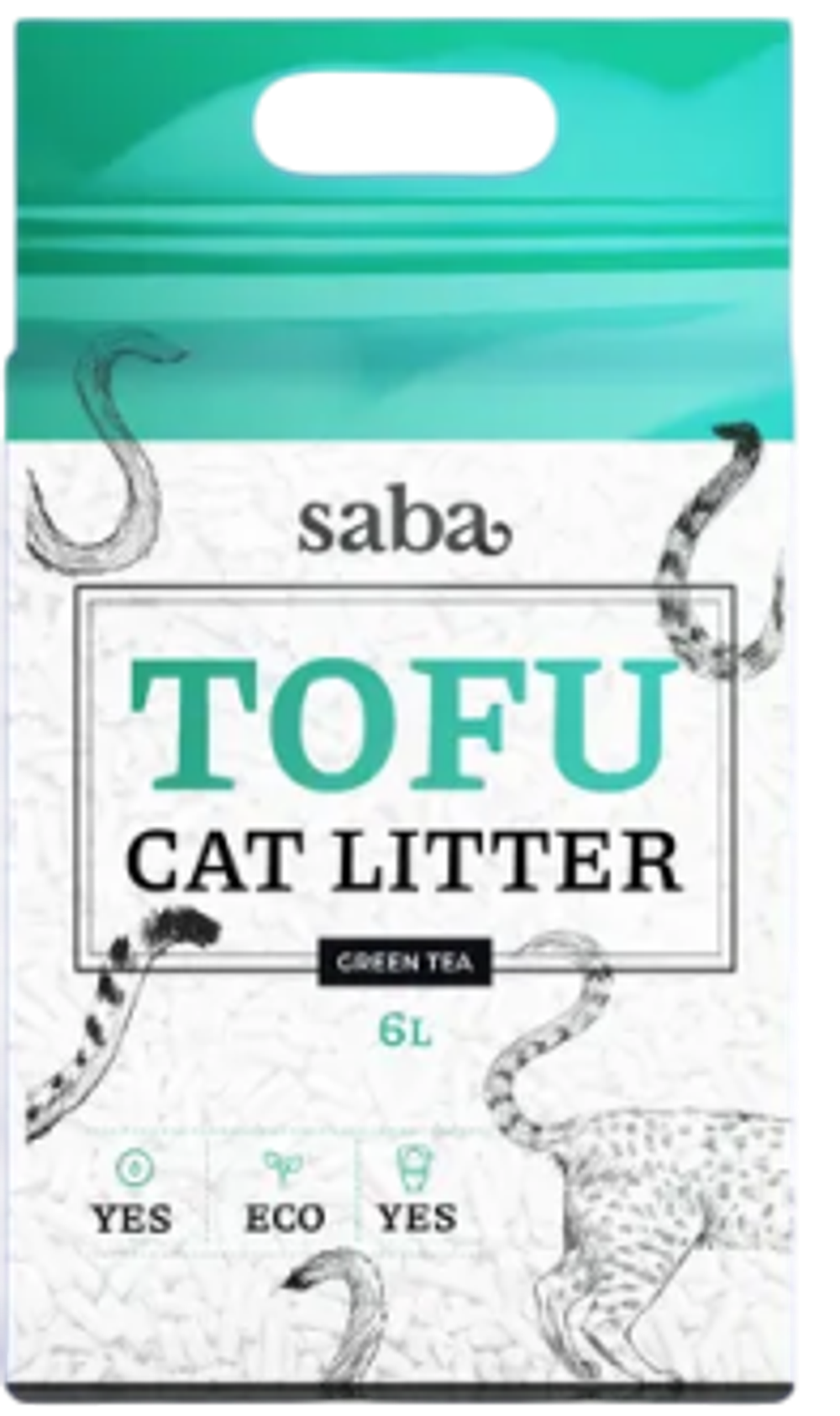 Наполнитель Saba тофу Зеленый чай для кошек 6 л