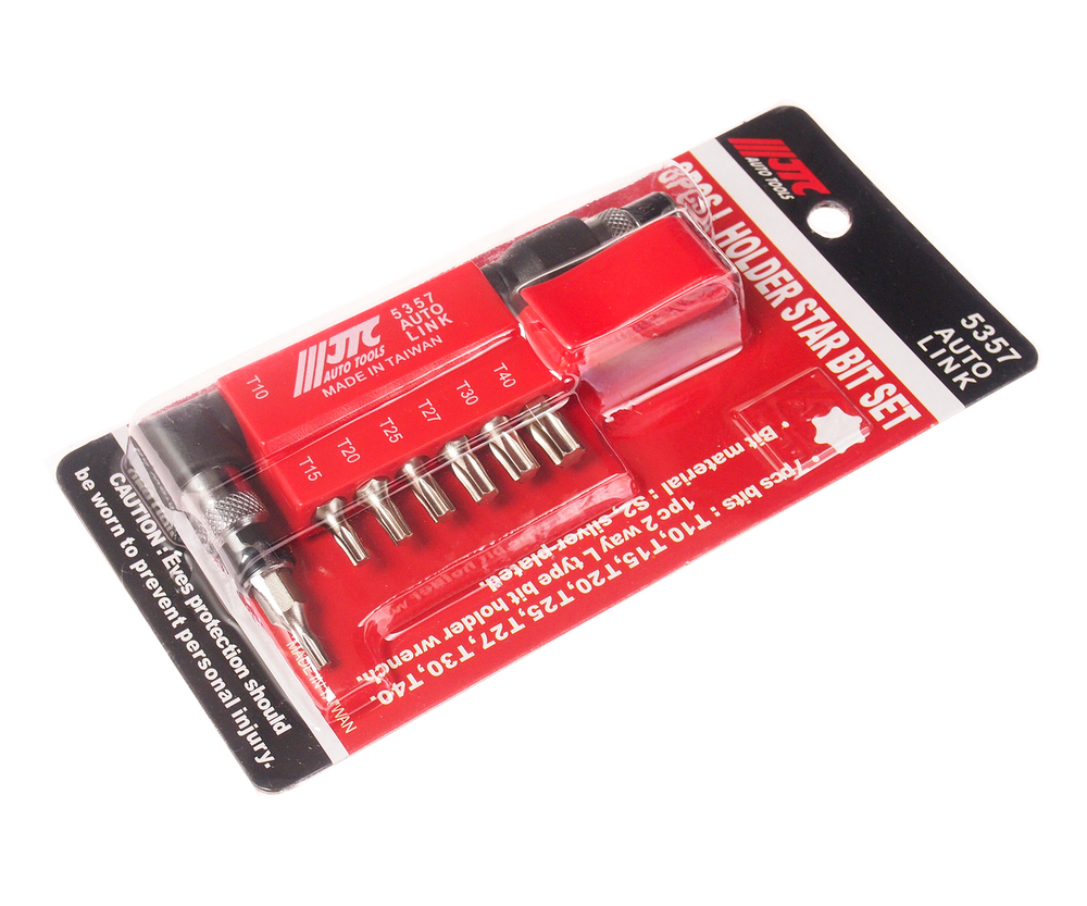 Набор бит 1/4" TORX Т10-Т40 с Г-образным держателем 8 предметов JTC