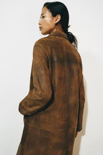 ZARA ПАЛЬТО ИЗ 100% КОЖИ — ZW COLLECTION LIMITED EDITION, СВЕТЛО-КОРИЧНЕВЫЙ