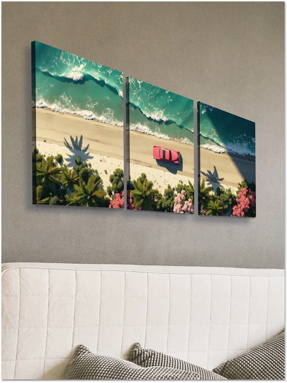 Картина Красная машина модульная 50x70см 3шт.