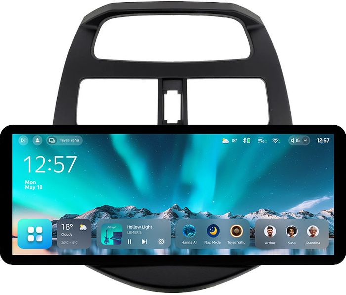 Магнитола для Chevrolet Spark M300 2009-2022, Ravon R2 (рамка матовая) - Teyes CC4 монитор 12.3" 2K QLED + рамка 9, Android 14, Быстрейшая, Snapdragon 680, DSP, CarPlay, 4G SIM-слот