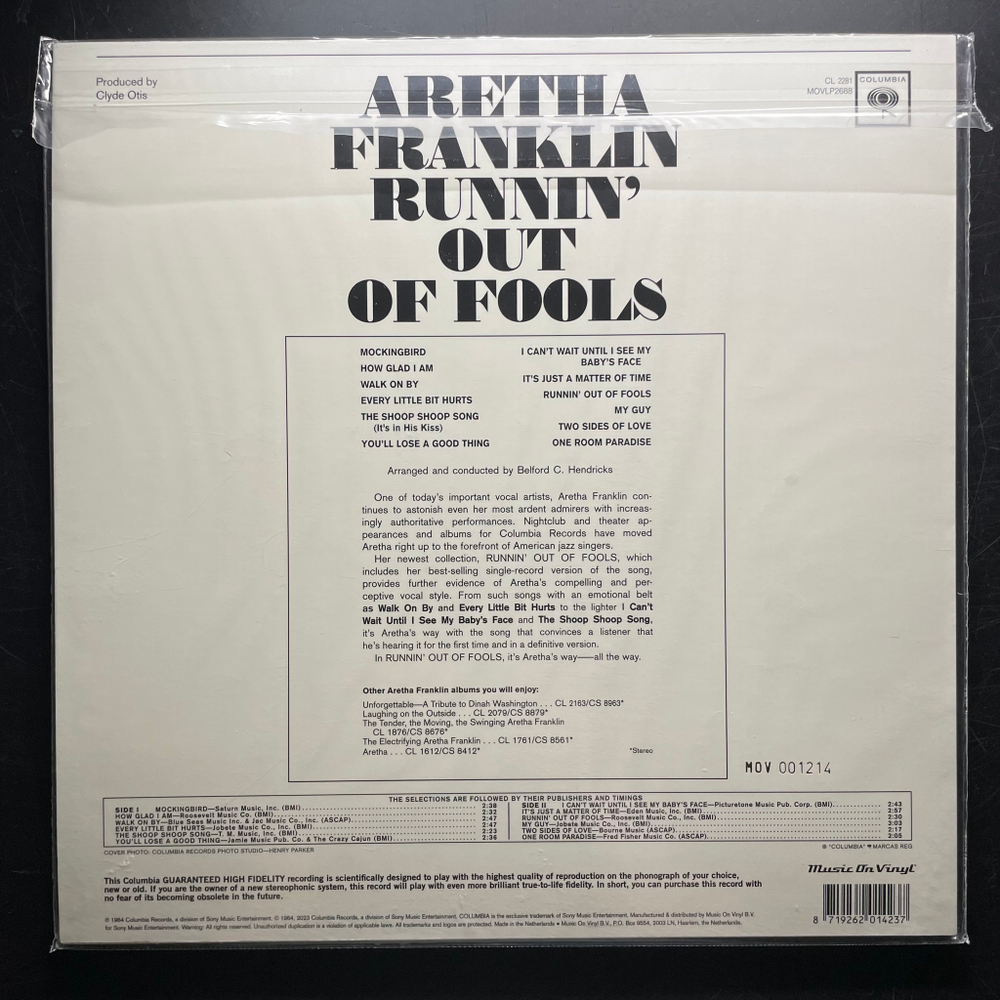 Aretha Franklin – Runnin' Out Of Fools (Голландия 2023г.) Red