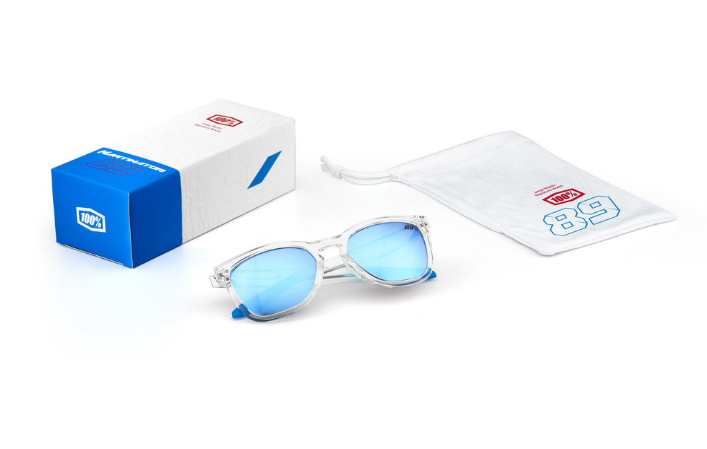 Спортивные очки 100% HUDSON - Jorge Martin SE Polished Clear - HiPER Blue Multilayer Mirror Lens