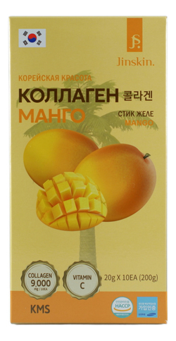 *Jinskin Collagen Mango Jelly Sticks 20g*10ea - Желе со вкусом манго с коллагеном в стиках
