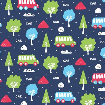 Buy kids fabric cars buses dark blue