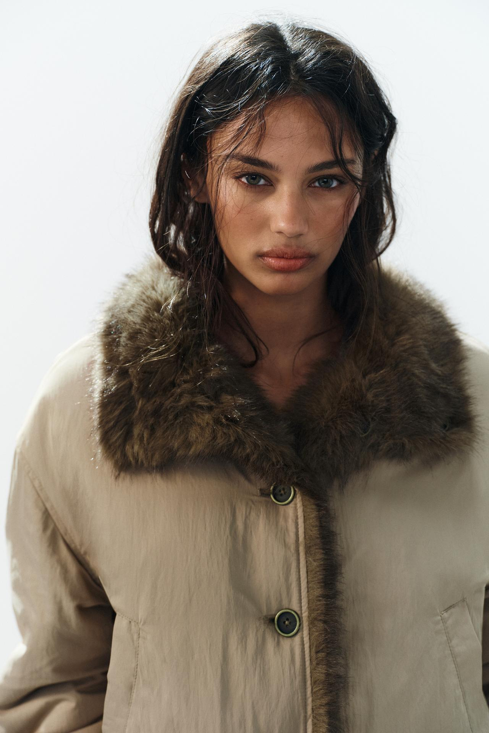 ZARA ДВУСТОРОННЯЯ КУРТКА С МЕХОВЫМ ЭФФЕКТОМ, СВЕТЛЫЙ РЫЖЕВАТО-КОРИЧНЕВЫЙ