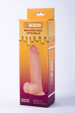 Реалистичный фаллоимитатор на присоске с мошонкой из кибер-кожи Onjoy Realistic Cock With Balls Romane (Цвет: телесный)