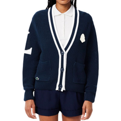 Женская теннисная куртка Lacoste Badge Accent Wool Blend Golf Cardigan - navy blue/white