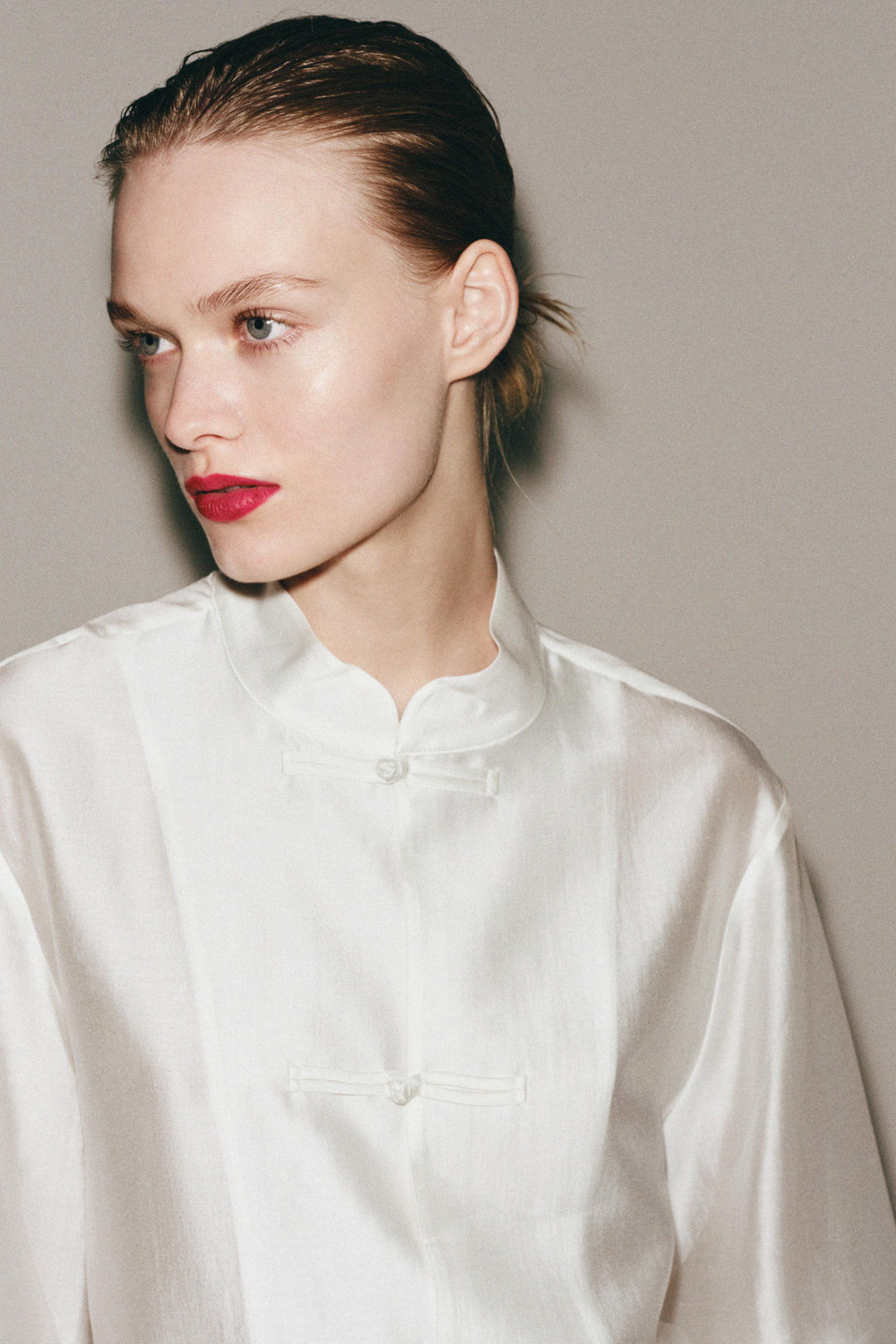 ZW COLLECTION SATIN SHIRT WITH FROG FASTENING — ZARA