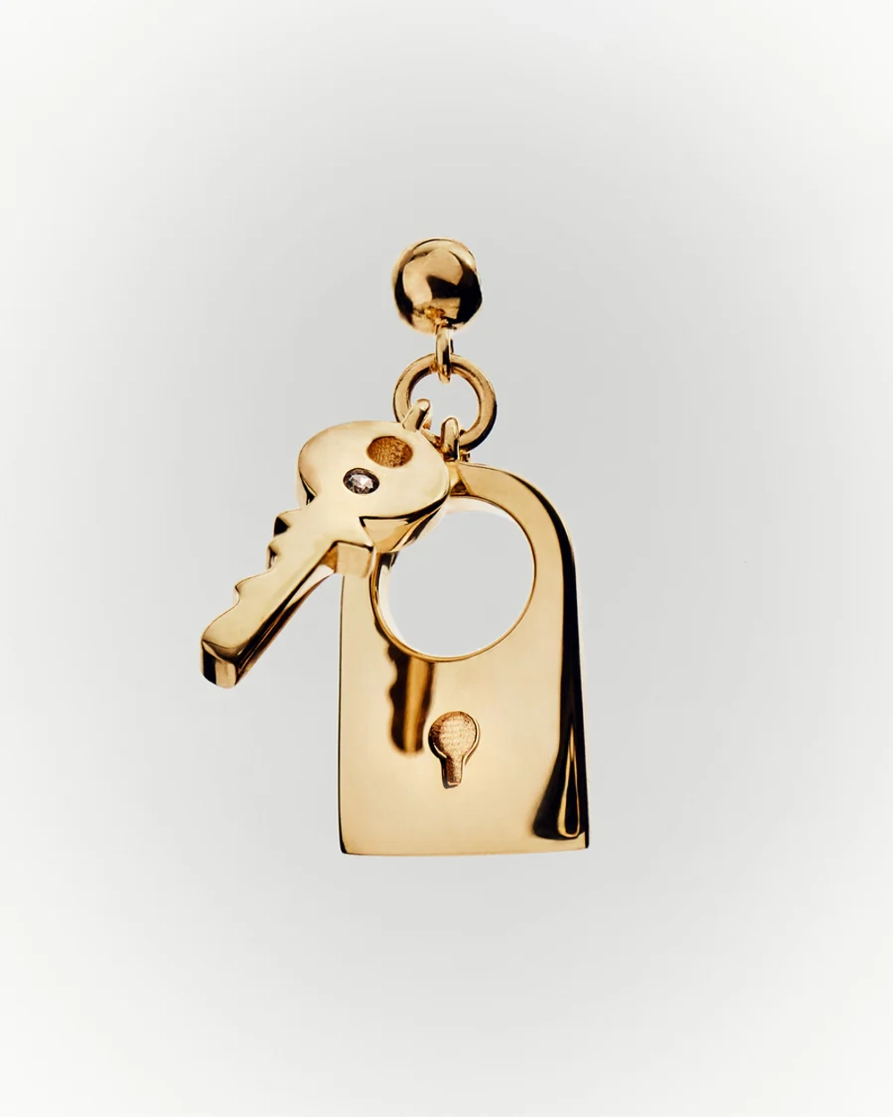 Подвеска-шарм Padlock And Key серебро 925 пробы покрытое золотом