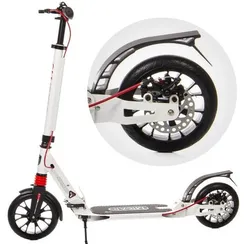 Складной двухколёсный самокат Micar Storm Pro 200 мм с двумя амортизаторами и ручным дисковым тормозом, белый