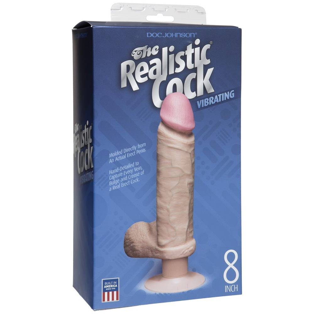 Вибромассажер реалистичной формы The Realistic Cock Vibrating 8” - 23,6 см. (Цвет: телесный)