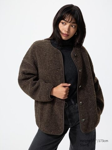 UNIQLO Кардиган из флиса, темно-коричневый