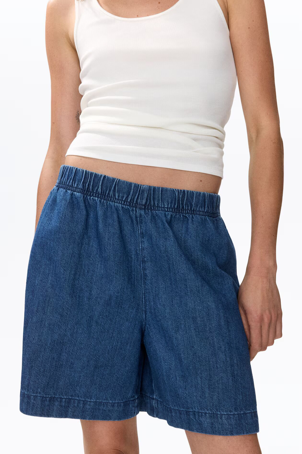 Шорты-джинсы с эластичным поясом - H&M