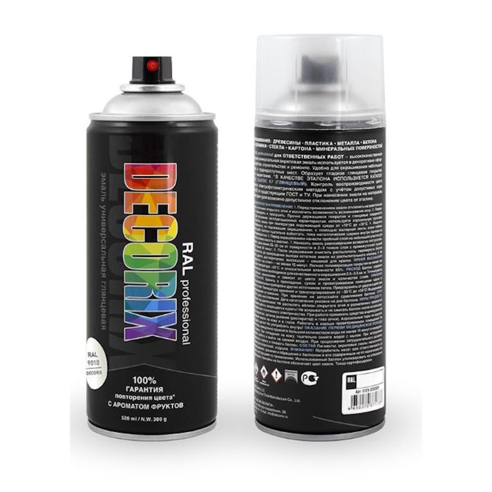 Эмаль аэроз. DECORIX акрил. Professional RAL 9010 белый 520мл  0138-9010 DX