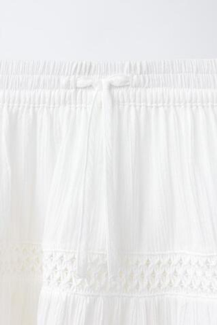 ZARA РОМАНТИЧНАЯ ЮБКА С ПАНЕЛЯМИ И КРУЖЕВОМ, БЕЛЫЙ