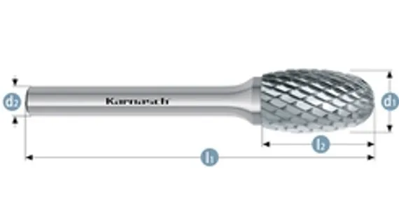 Борфреза твердосплавная Karnasch форма L, 6х18х6х50 мм, насечка HP-6, покрытие Blue-Tec, арт. 11.5084-020