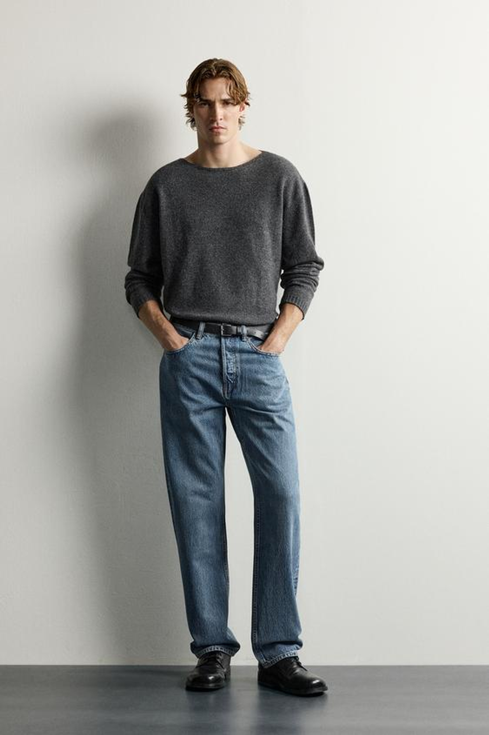 ZARA ДЖИНСЫ STRAIGHT FIT УДЛИНЕННЫЕ, ВЫЦВЕТШИЙ СИНИЙ