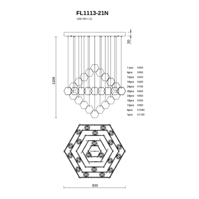 Подвесная люстра Etereo FL1113-21N, LEDх21