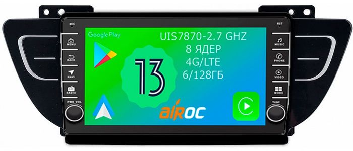 Магнитола для Geely Atlas 2018-2021 - Airoc AB-1601 (кнопки и крутилки), Android 13, Быстрая, SIM-слот, CarPlay
