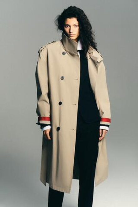 ZARA ВЕТРО- И ВОДООТТАЛКИВАЮЩИЙ ТРЕНЧ С ПОЯСОМ, РЫЖЕВАТО-КОРИЧНЕВЫЙ