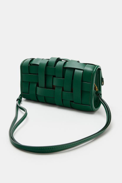 ZARA ПЛЕТЕНАЯ СУМКА, ЗЕЛЕНЫЙ