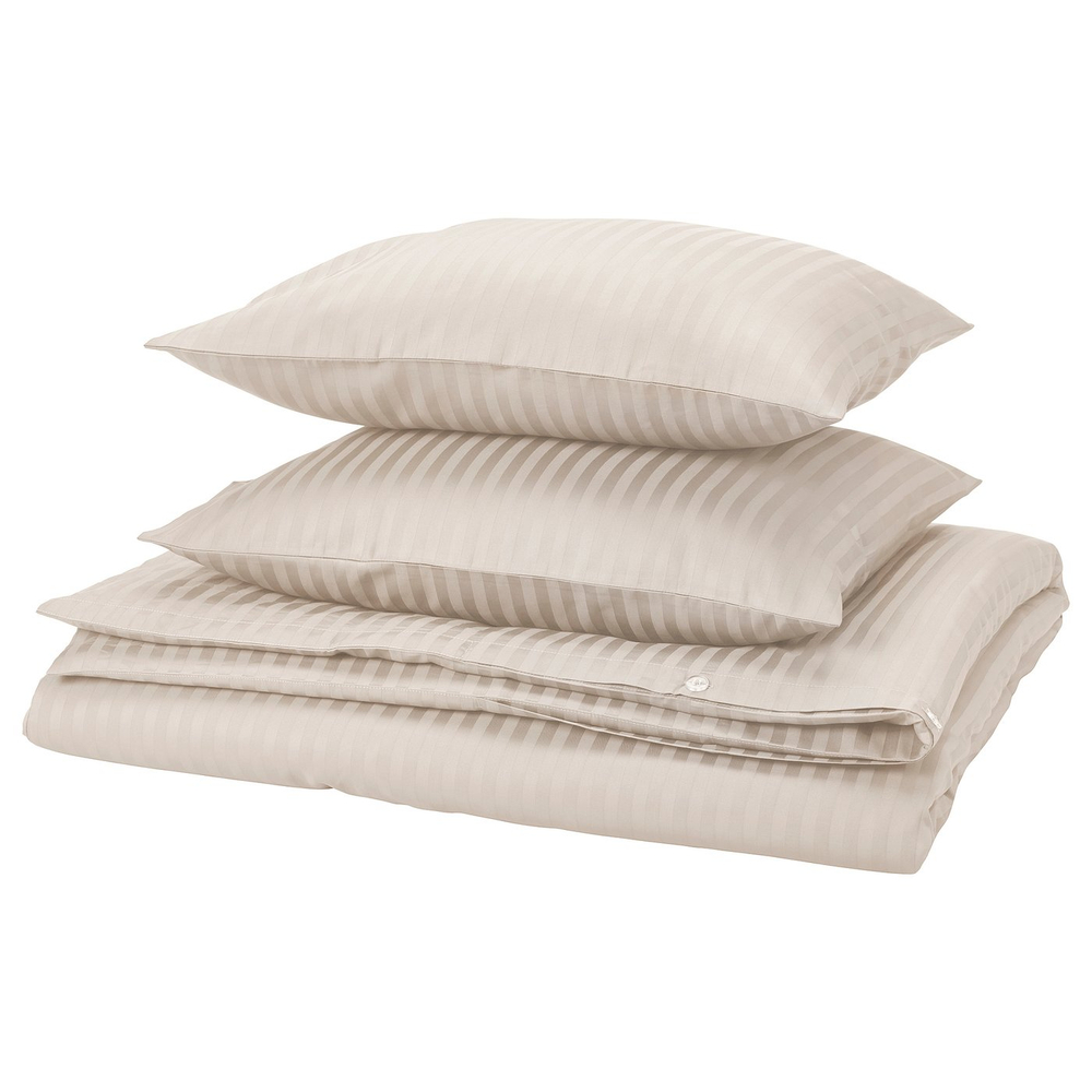 IKEA NATTJASMIN  (ИКЕА НАТТЙАСМИН)  -  Пододеяльник и 2 наволочки - светло-бежевый 200x200/50x60 см