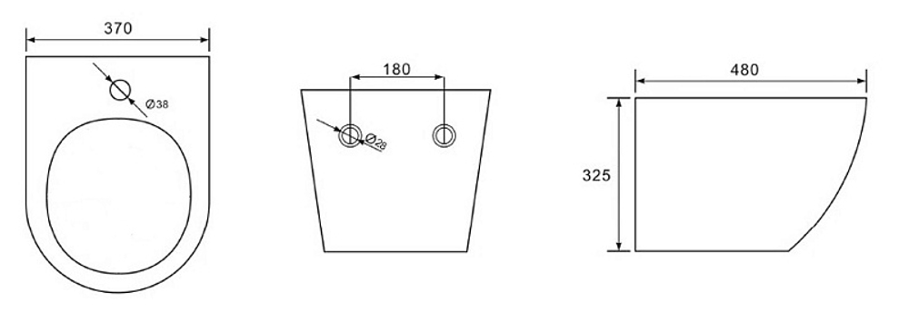 Биде подвесное Azario Grado 480х370х325 белый (AZ-0046-BW SP)