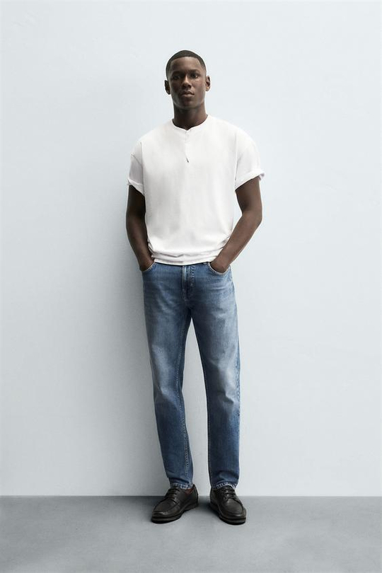 ZARA ДЖИНСЫ SLIM FIT БАЗОВЫЕ, ВЫЦВЕТШИЙ СИНИЙ