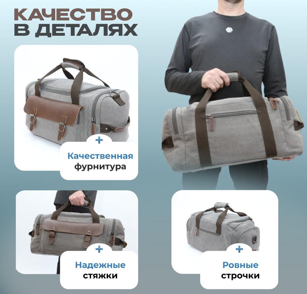 Дорожная сумка Куба - Серый