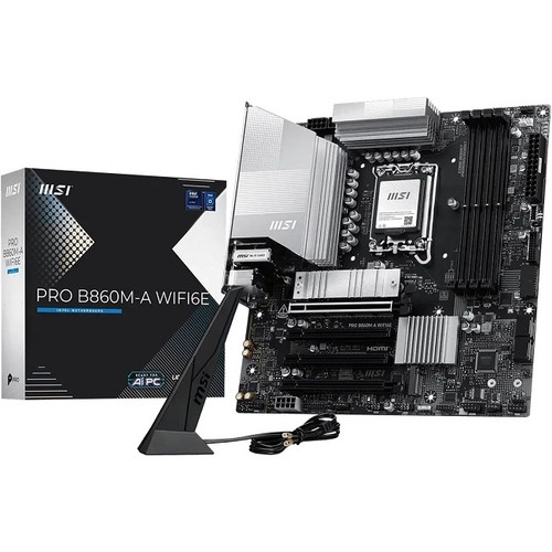 Материнская плата MSI PRO B860M-A WIFI6E (LGA1851/B860/4xDDR5/4xPCI-Ex16/3xM.2/Wi-Fi/BT/SB/GLAN/DisplayPort/HDMI/mATX)