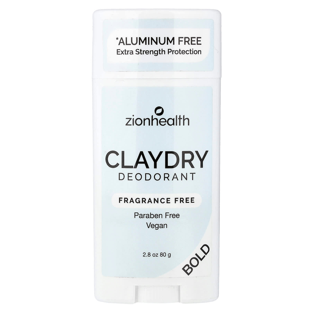 Zion Health, Bold, дезодорант ClayDry, без отдушки, 80 г (2,8 унции)