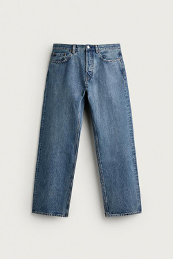 ZARA ДЖИНСЫ STRAIGHT FIT УДЛИНЕННЫЕ, ВЫЦВЕТШИЙ СИНИЙ