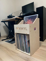 Ящик для хранения до 200 виниловых пластинок I.LOVE.VINYL без покраски с гравировкой