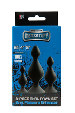 Набор из 3 чёрных анальных силиконовых втулок MENZSTUFF 3-PIECE ANAL PAWN SET (Цвет: черный)