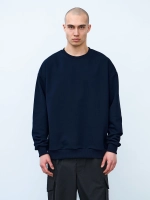 Свитшот оверсайз с начесом (темно-синий)