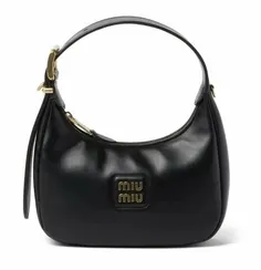 Кожаная сумка-хобо Miu Miu черный