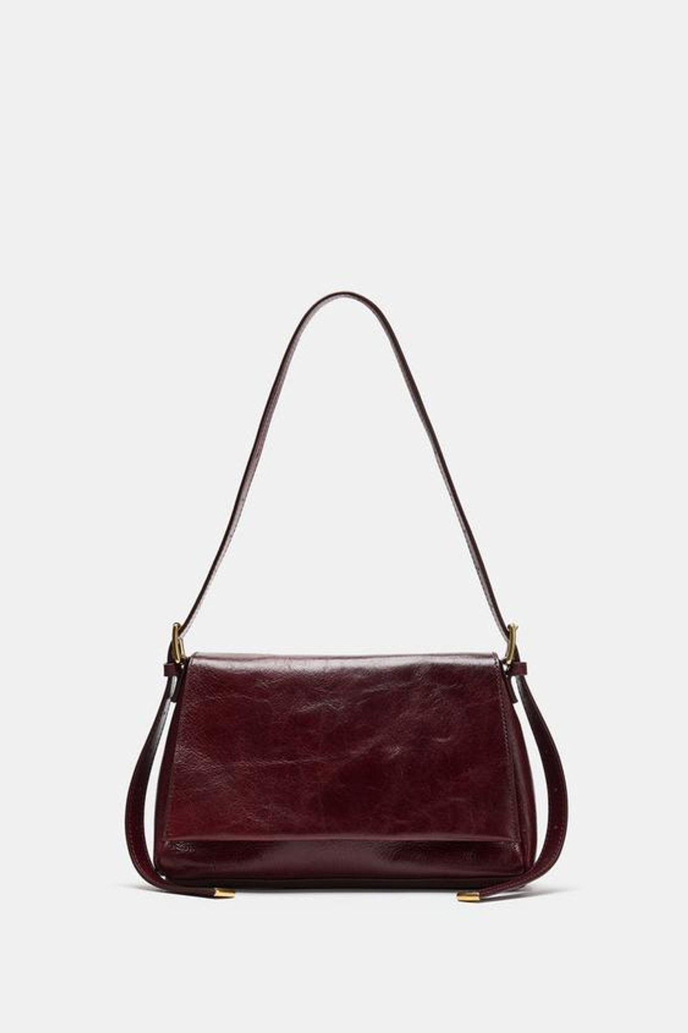 ZARA КОЖАНАЯ СУМКА С КЛАПАНОМ, КРАСНЫЙ