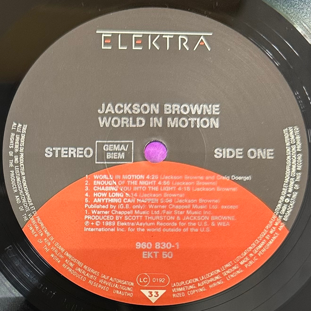 Jackson Browne - World In Motion (Европа 1989г.)