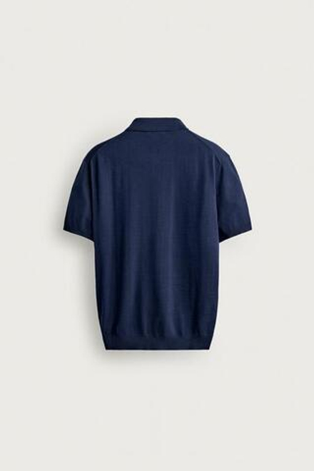 ZARA ТРИКОТАЖНОЕ ПОЛО КЛАССИЧЕСКОГО КРОЯ, МОРСКОЙ СИНИЙ