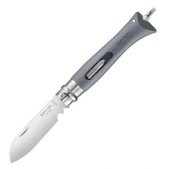 Складной нож Opinel №09 DIY, нержавеющая сталь, сменные биты, серый c клинком из стали Sandvik™ 12С27, рукоять Полиформальдегид POM (пластик)