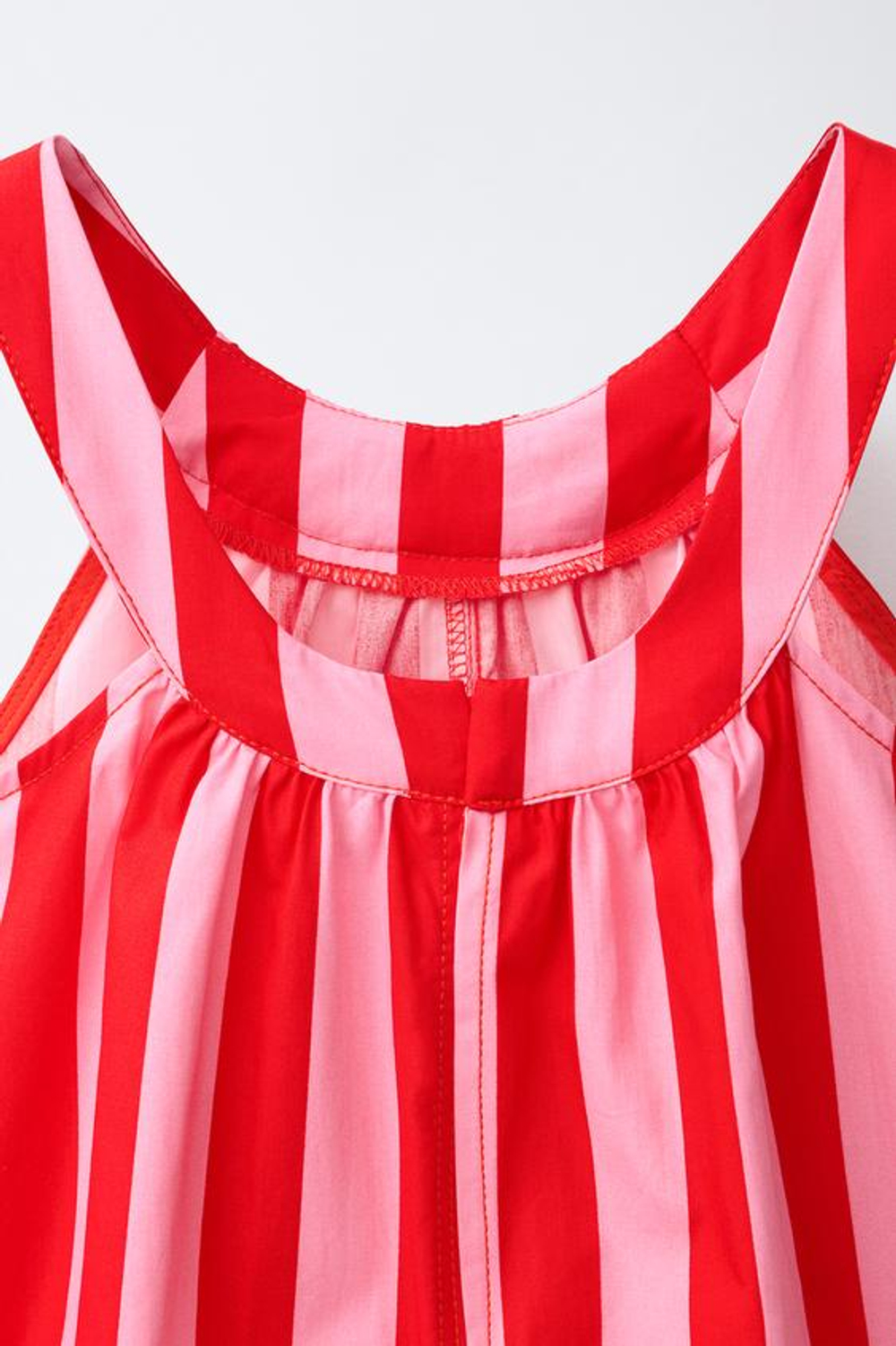 ZARA КОРОТКИЙ КОМБИНЕЗОН В ПОЛОСКУ, КРАСНЫЙ