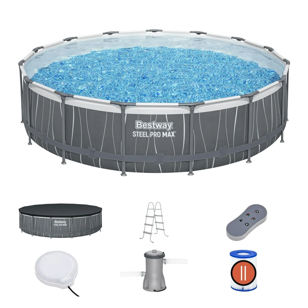 Бассейн каркасный Led Round Pool Set 457*107 см + 4 аксессуара Bestway (561GD)