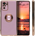 Стильный глянцевый чехол для XIAOMI REDMI NOTE 10/ 10S/ POCO M5s с кольцом-подставкой и бархатной подкладкой