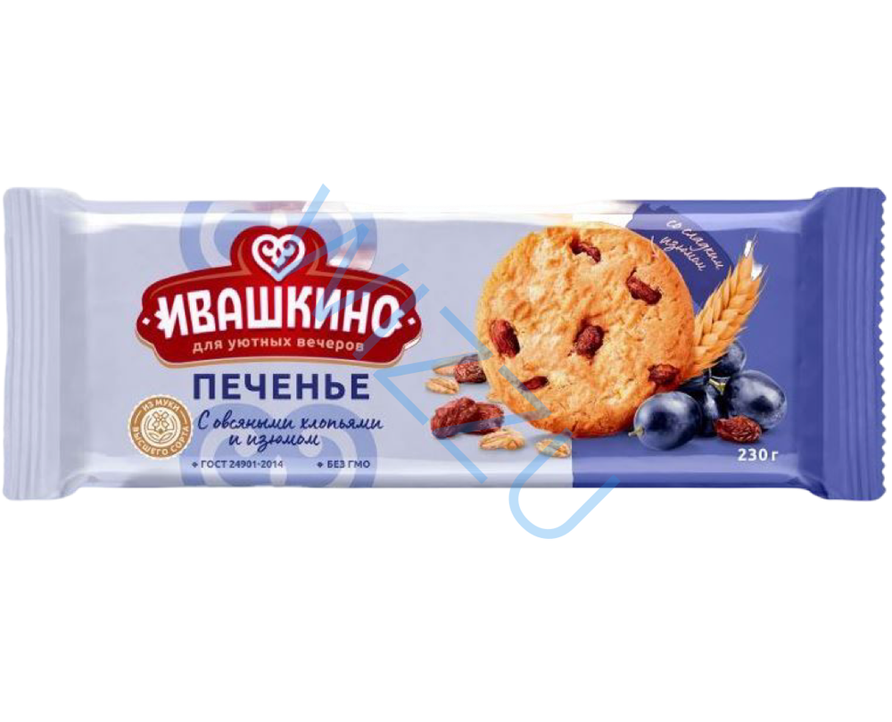 Печенье Ивашкино сдобное с овс хлопьями и изюмом 230гр