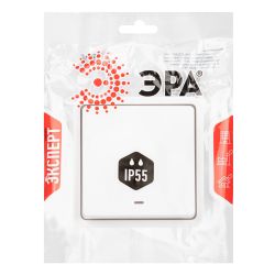 Выключатель ЭРА Эксперт 11-1522-01 с подсветкой IP55 10АХ-250В СУ белый | Эра Эксперт