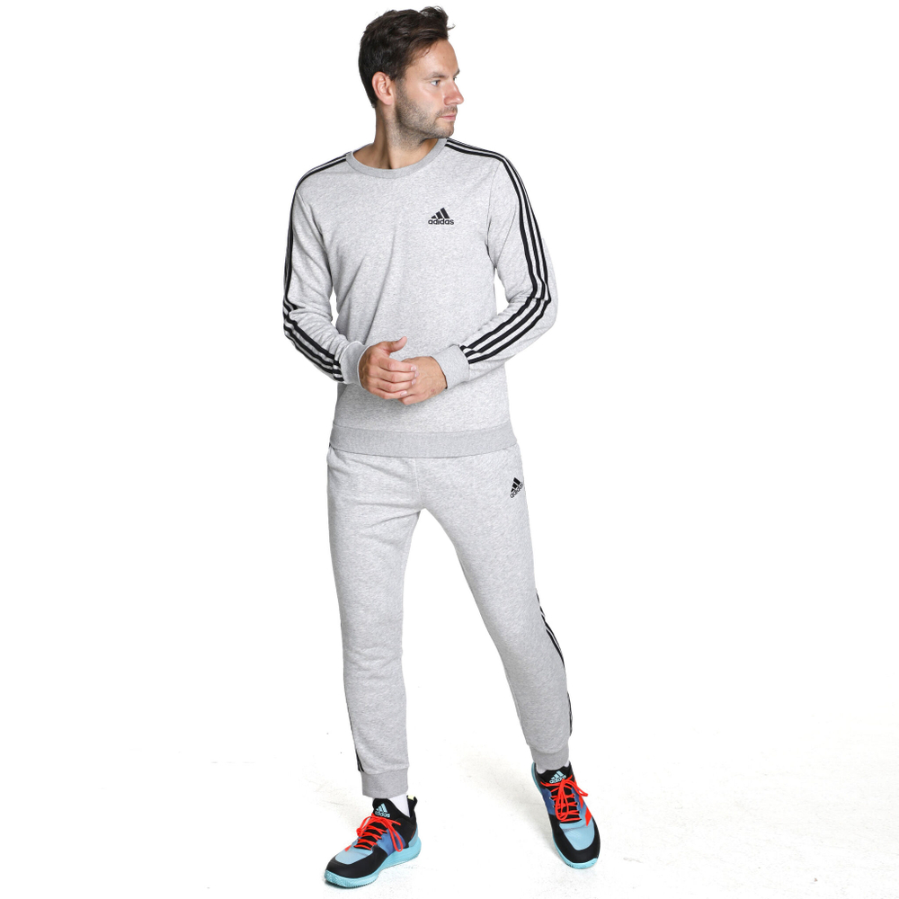 Мужская кофта теннисная adidas 3 Stripes French Terry Sweatshirt Men - Grey