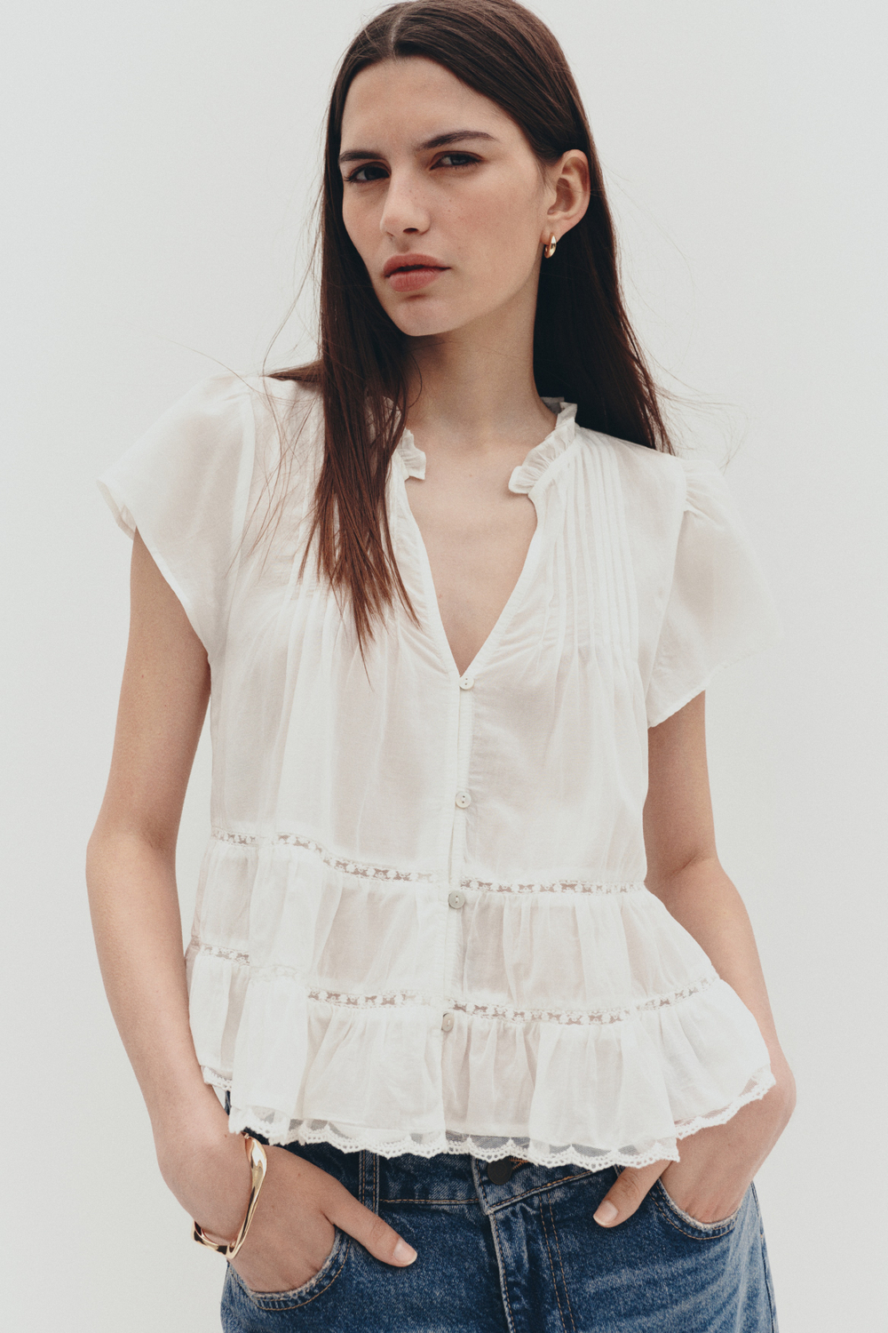 Блуза с пышными рукавами - H&M