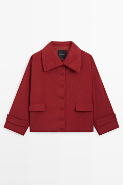 Massimo Dutti Короткая куртка с легким утеплителем, насыщенный красный